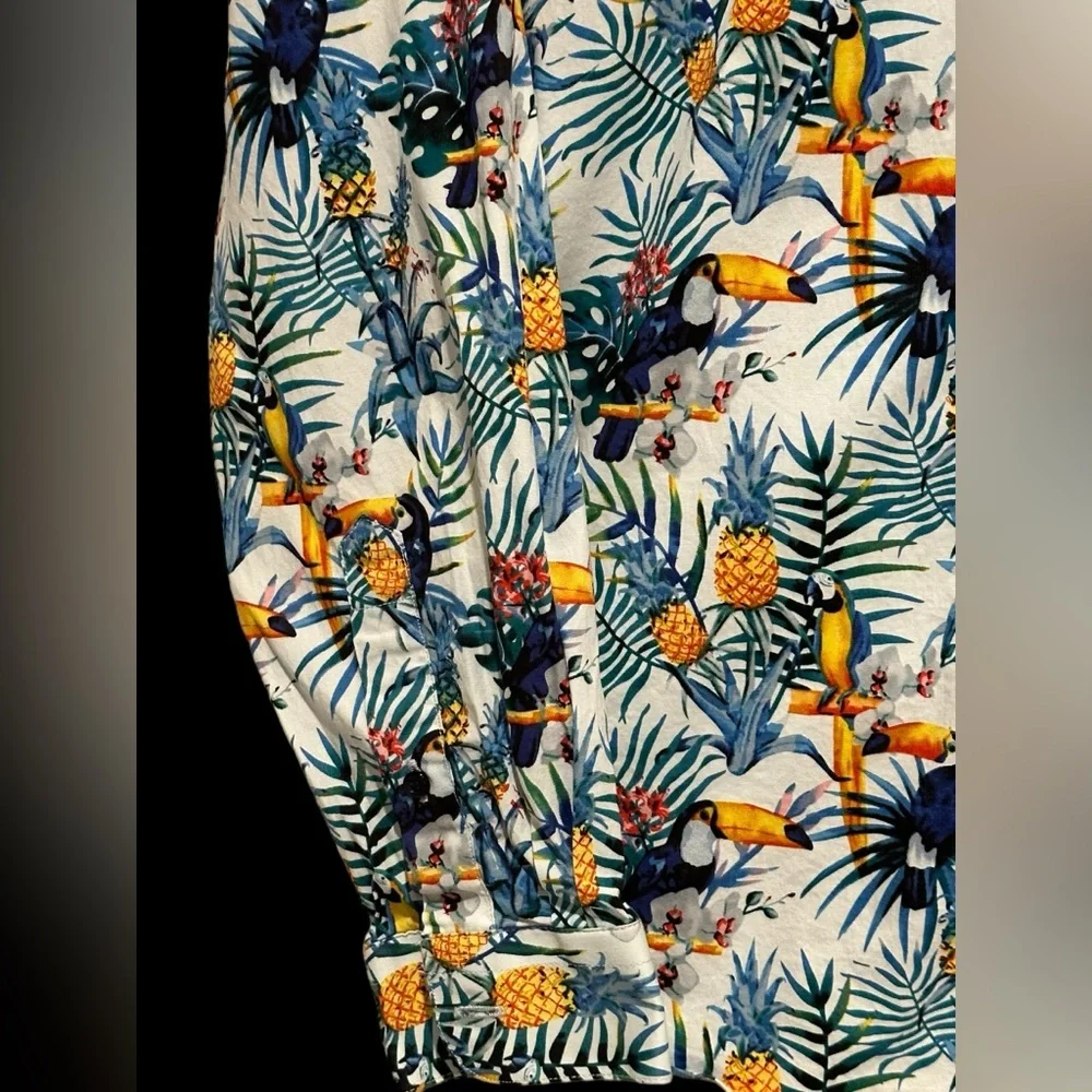 PAISLEY & GRAY MENS SHIRT BUTTON TROPICAL‎ PARROTS SLIM FIT LONG SLEEVE L 17